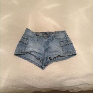 Denim Blue Women's Cargo Cheeky Shorts (USED)